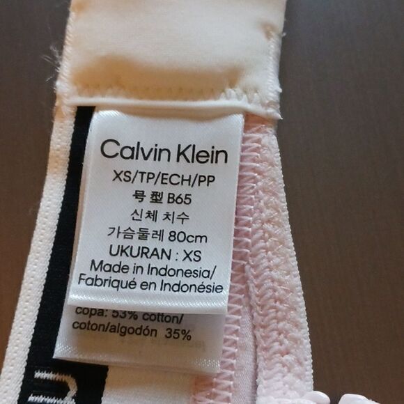 Calvin Klein Cotton Triangle Bra with Removable Pads Pink Sz XSMALL NWT - Picture 10 of 10
